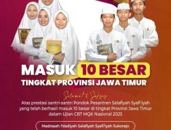 Santri Ponpes Salafiyah Syafi’iyah Sukorejo Masuk 10 Besar Tingkat Provinsi dalam Ujian MQK Nasional 2025