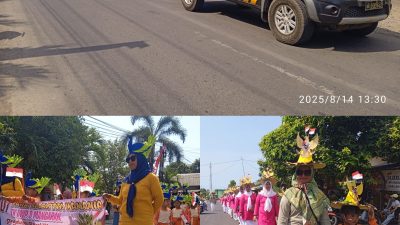 Pawai HUT RI ke-80, Guru, Wali Murid, dan Anak-anak TK Semarakkan Jalan Mangaran