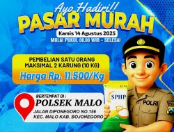 Polres Bojonegoro dan Bulog Gelar Pasar Murah di Polsek Malo, Harga Beras Hanya Rp 11.500/Kg