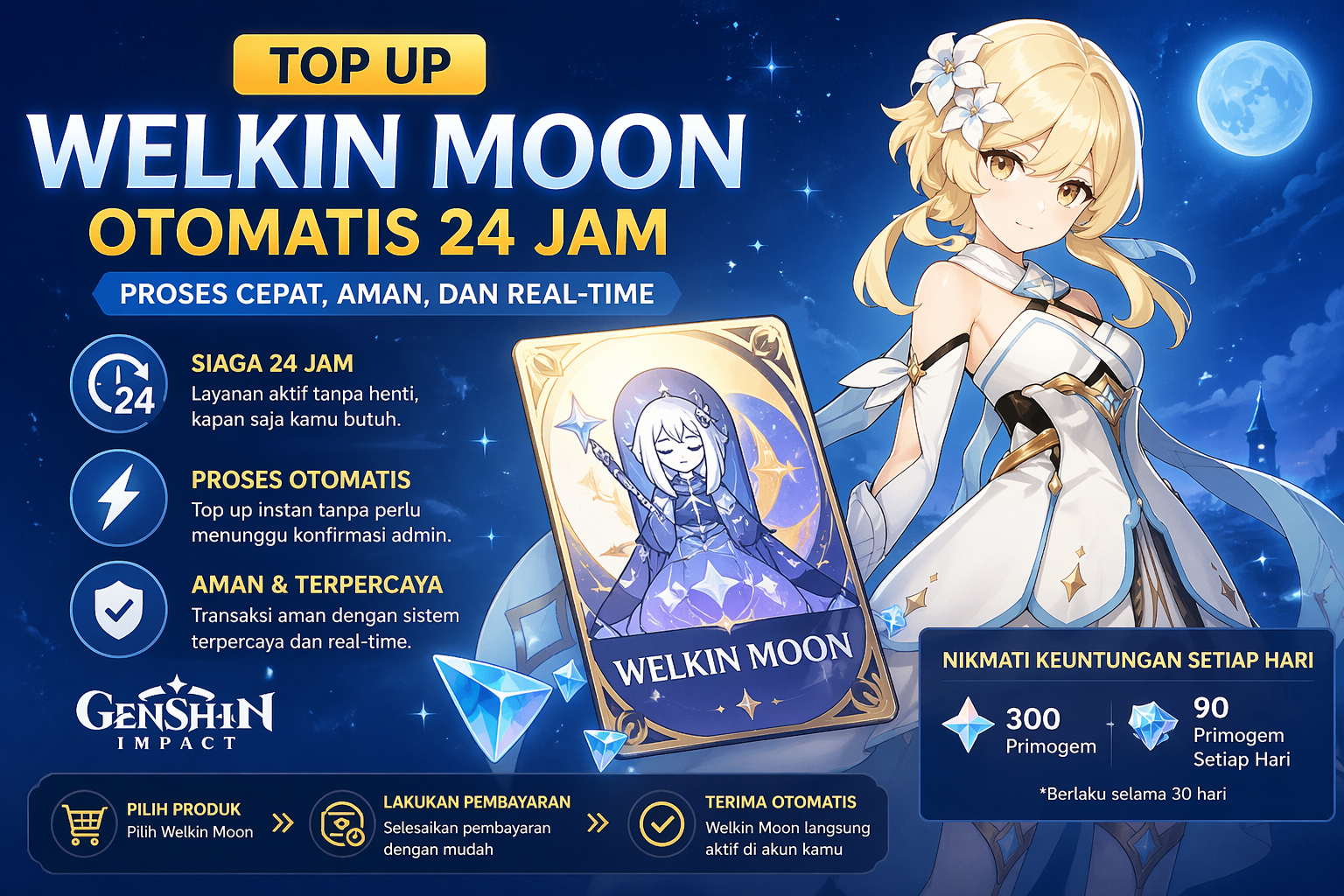 Top up Welkin Moon otomatis 24 jam